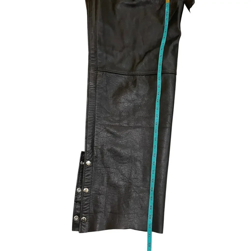 Vintage Leather Motorcycle Chaps | YKK Zippers, Mesh Lined, Adjustable Waist